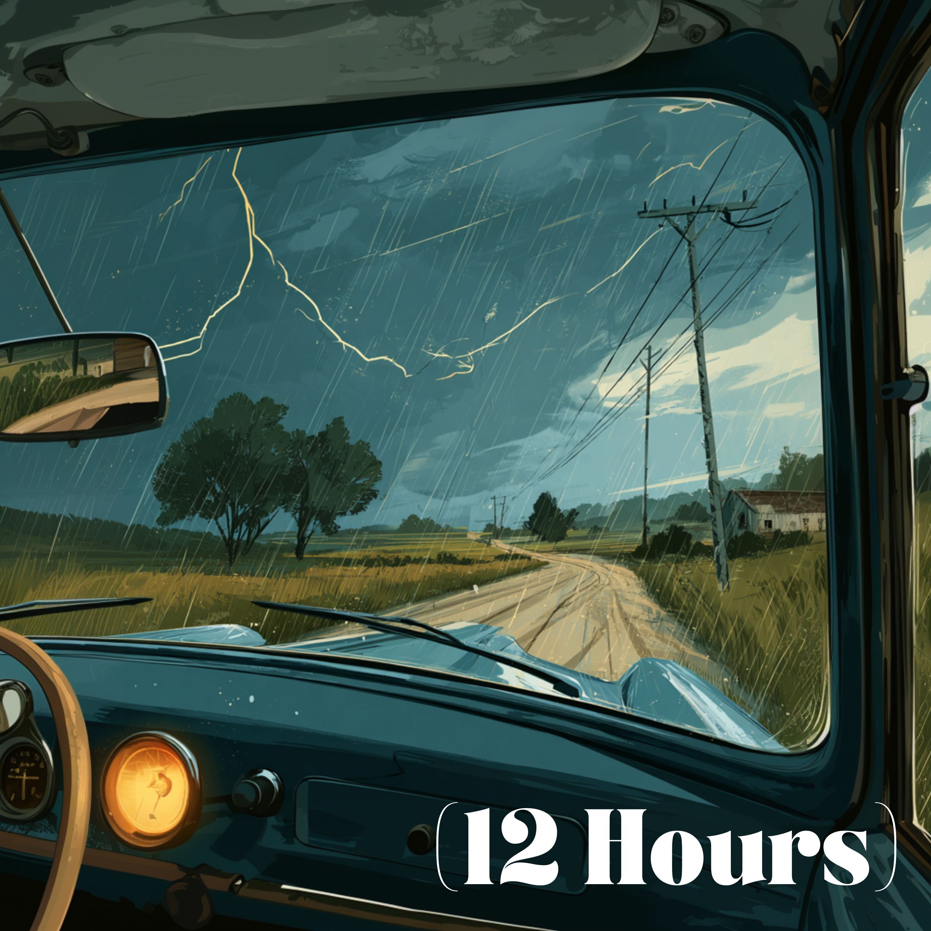 Driving in Rain with Distant Rumbling Thunder | Sleep Sound (12 Hours)