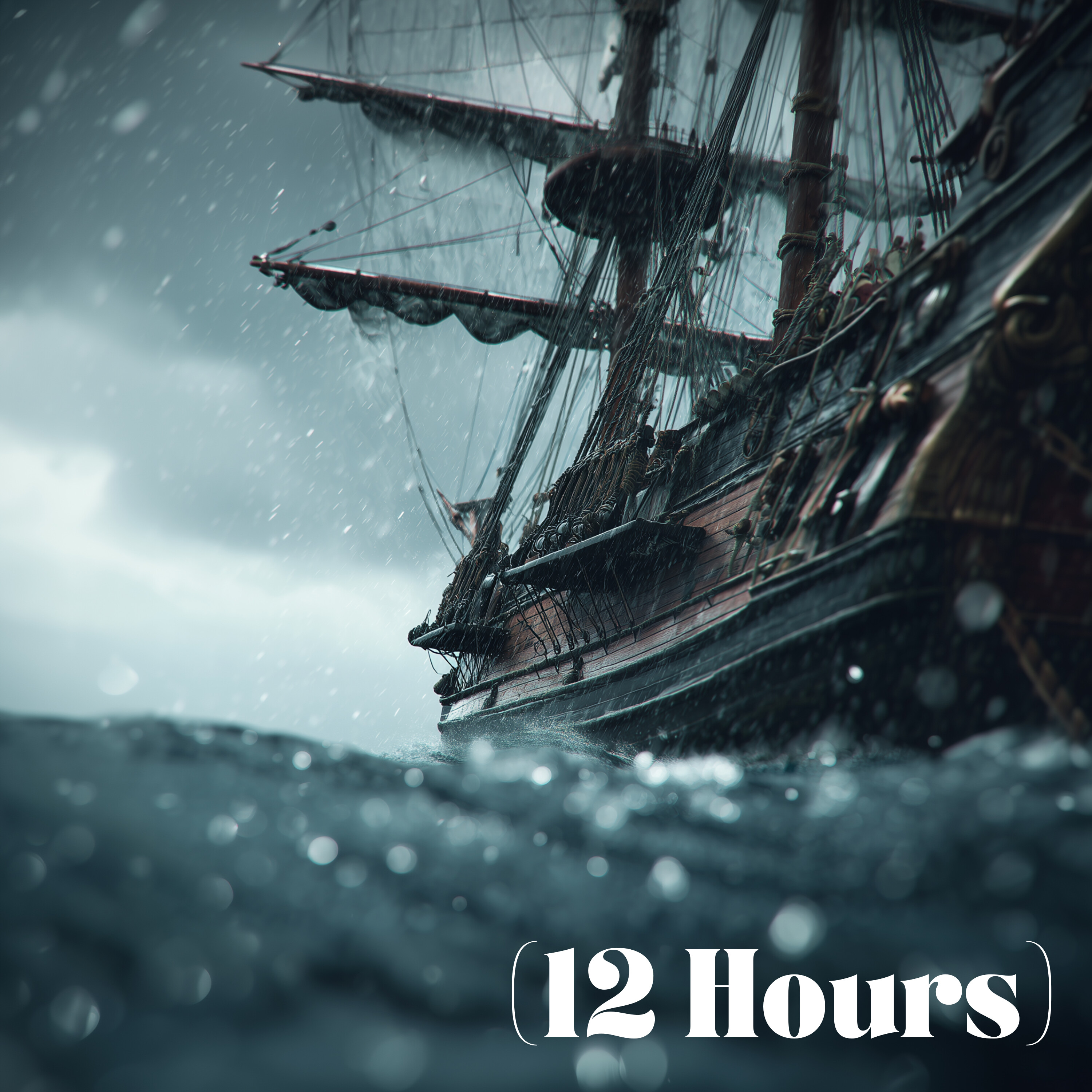 Creaking Wooden Ship Sailing in Rain and Ocean Waves | Sleep Sound (12 Hours)