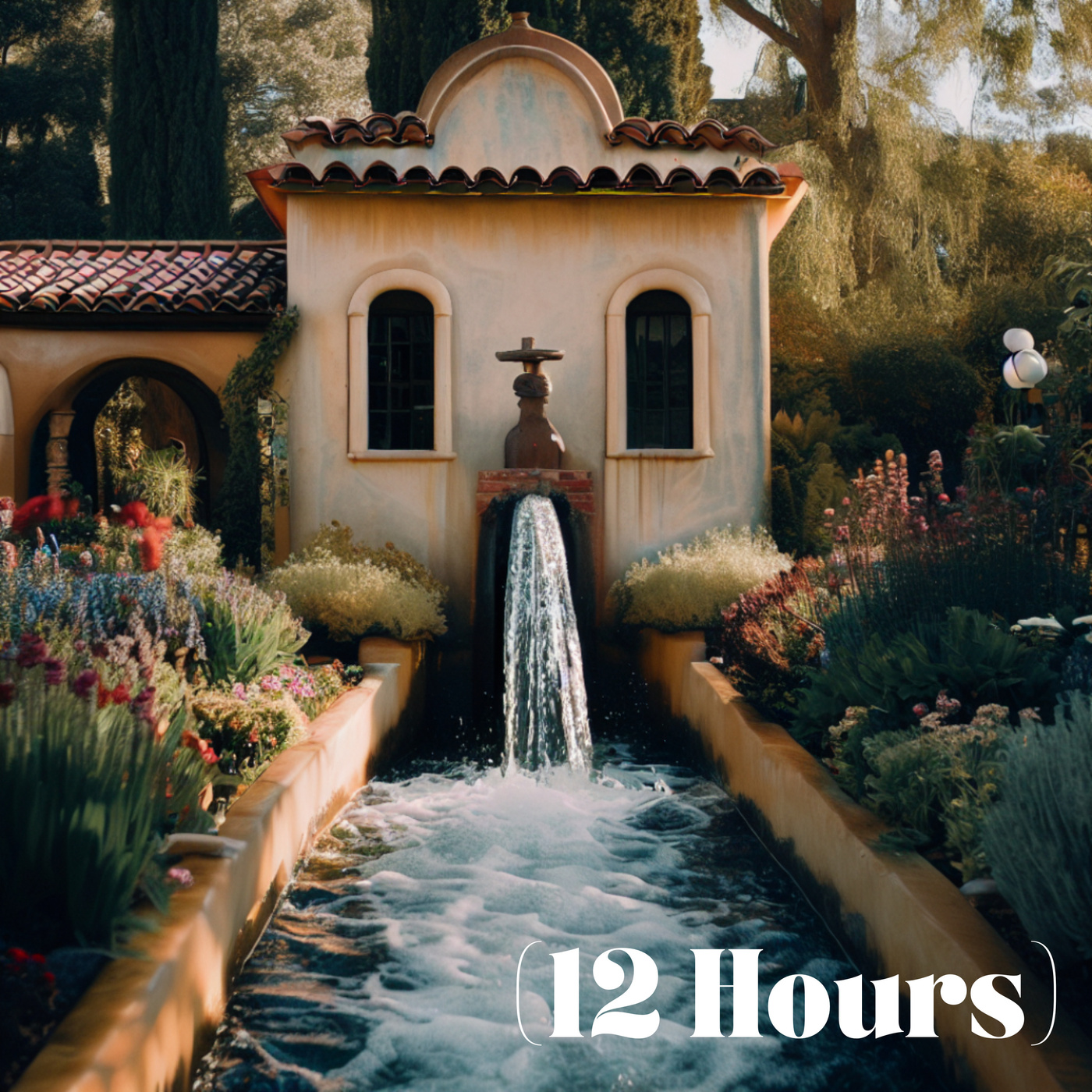 Flowing Outdoor Fountain at Dusk | Sleep Sound (12 Hours)