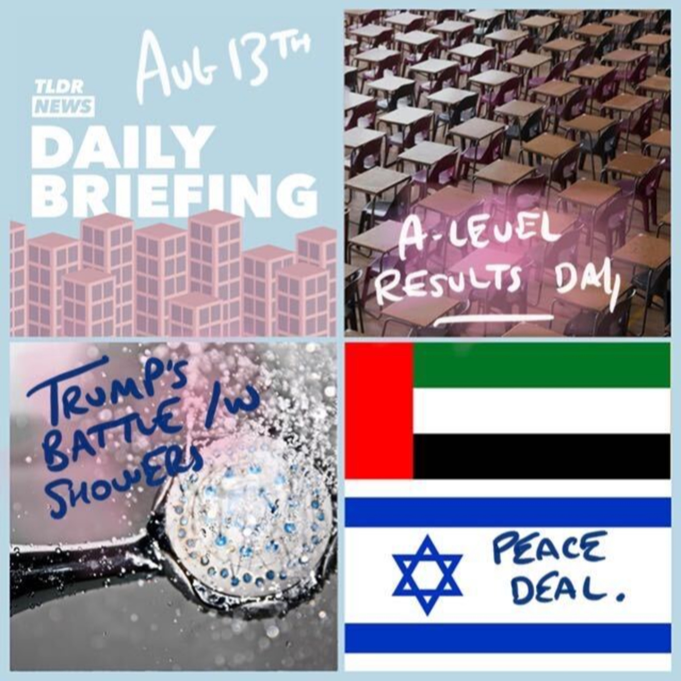 Aug 13th: US Showerheads, A-Level Grades and a Peace Deal