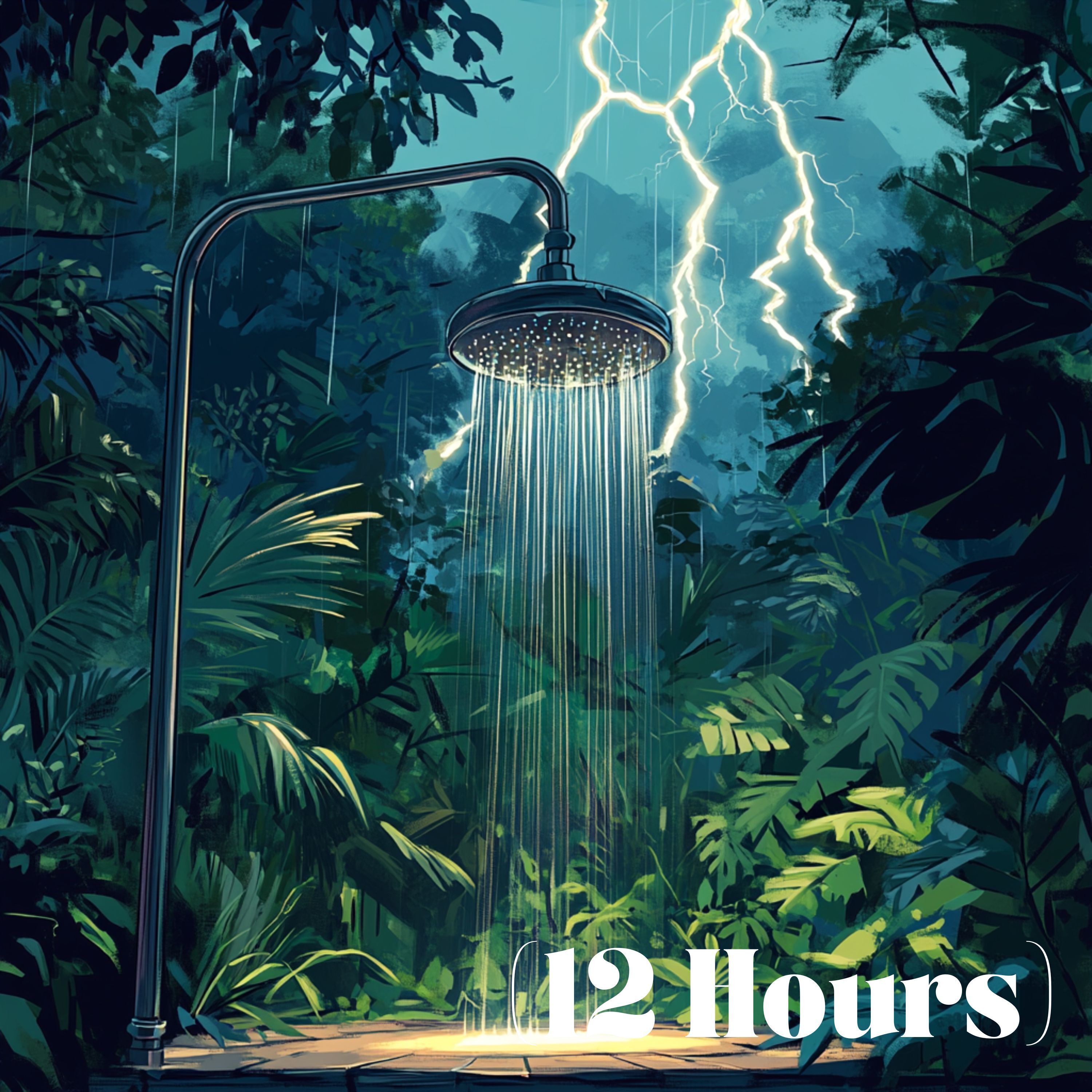 Outdoor Shower in Rain and Thunderstorm | Sleep Sound (12 Hours)