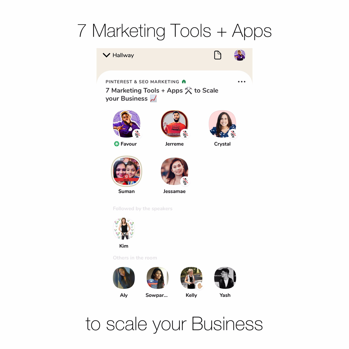 7 Marketing Tools + Apps ⚒️ to Scale your Business 📈 - Clubhouse Room