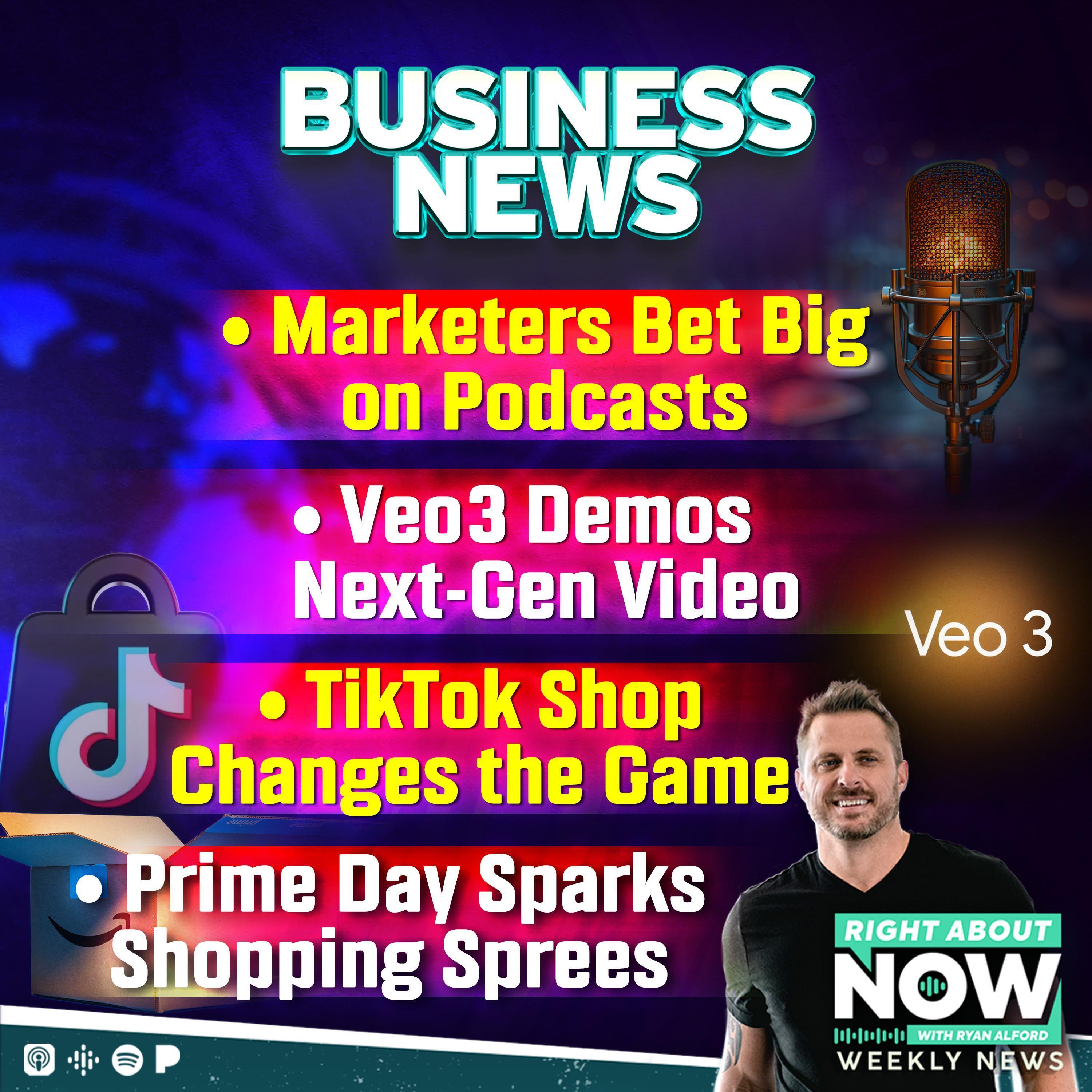 Business News: Marketers Bet Big on Podcasts, Veo 3 Demos Next‑Gen Video, TikTok Shop Changes the Game, Prime Day Sparks Shopping Sprees Business News: Marketers Bet Big on Podcasts, Veo 3 Demos Next‑Gen Video, TikTok Shop Changes the Game, Prime Day Sparks Shopping Sprees