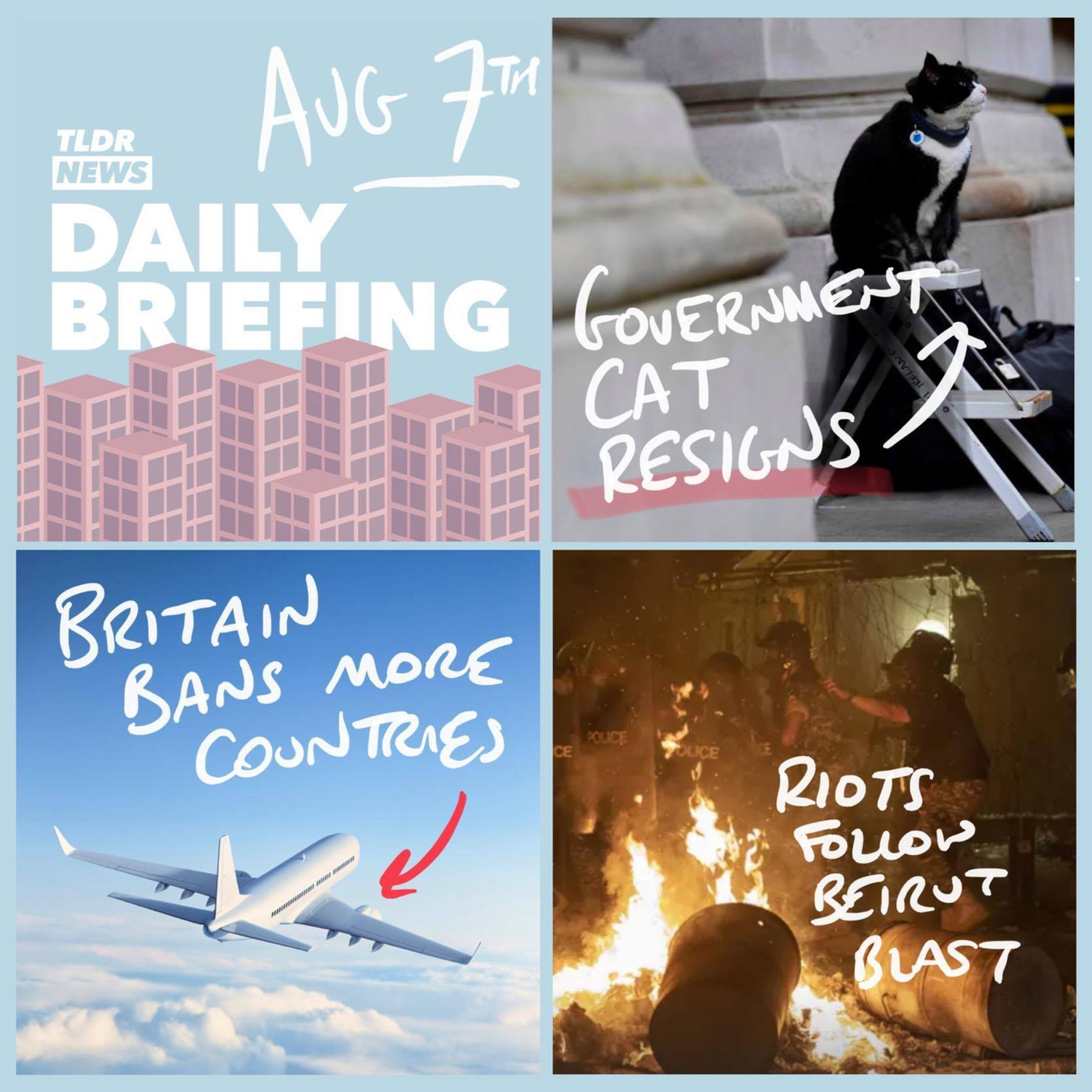 Aug 7: The Treasury Cat, Quarantined Countries and the Beirut Fallout