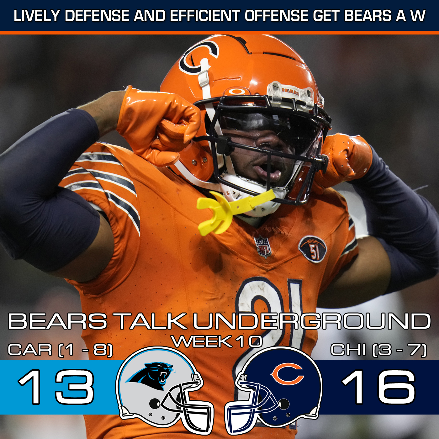 Week Ten Review - Bears Snap the Curse of the Orange Jersey with Win Over Carolina