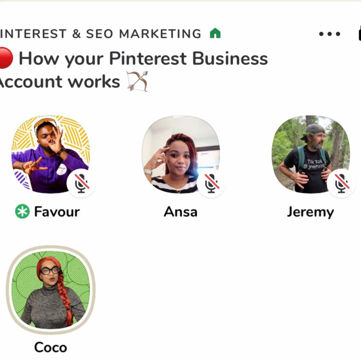 Clubhouse Room: 🔴 How your Pinterest Business Account works 🏹