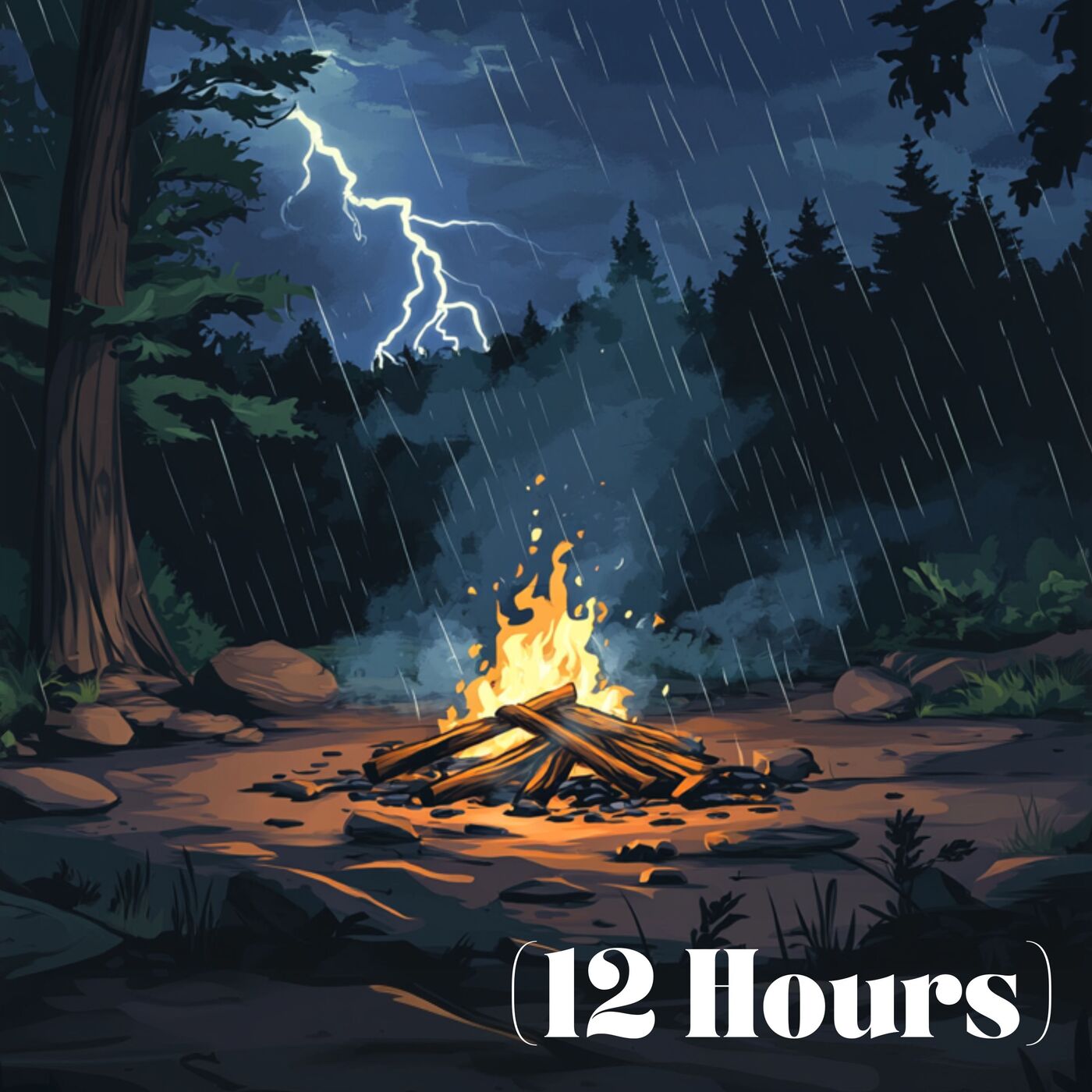 Rain and Thunder on Campfire | Sleep Sound (12 Hours)