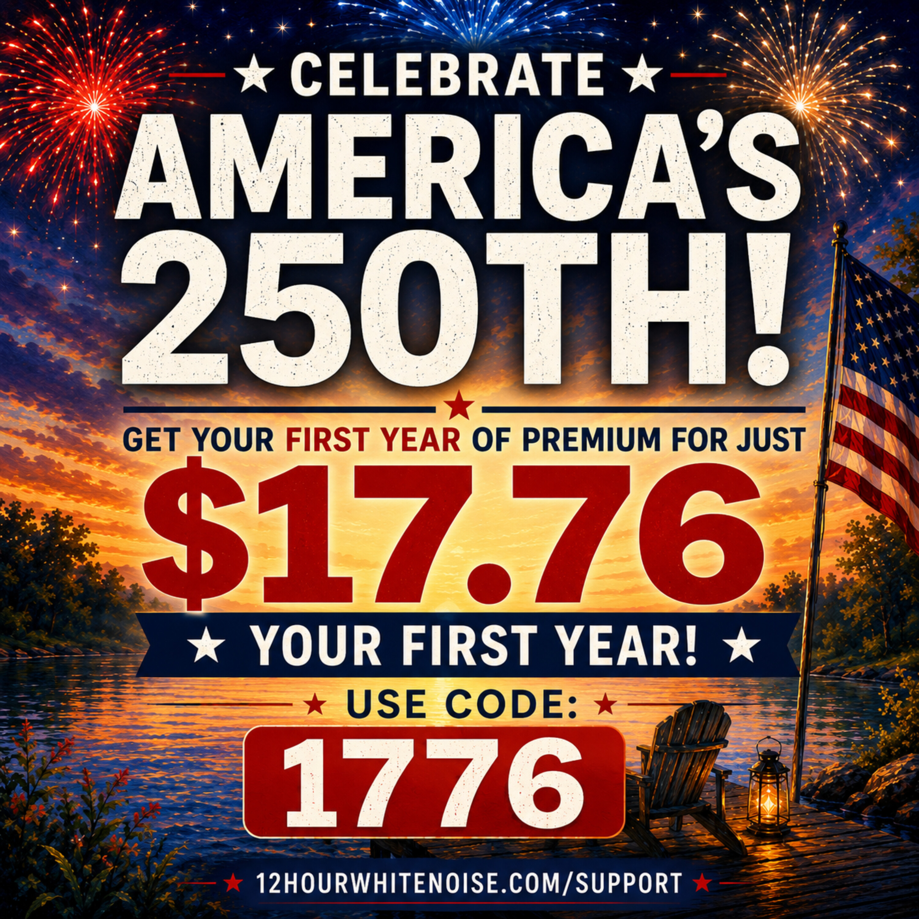Celebrate America's 250th! Get Your First Year of Premium for Just $17.76 | Use Code 1776 | Sleep Sound (12 Hours) episode artwork