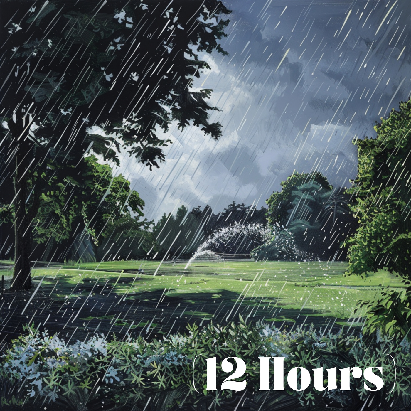 Sprinkler Running in Rain | Sleep Sound (12 Hours)