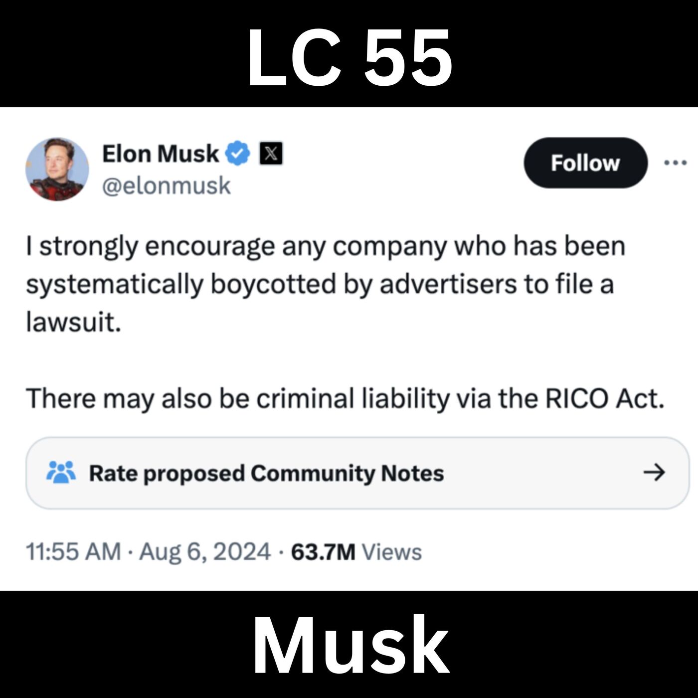 Ep 55 — Elon Musk Sues Advertisers For GIVE ME MONEY