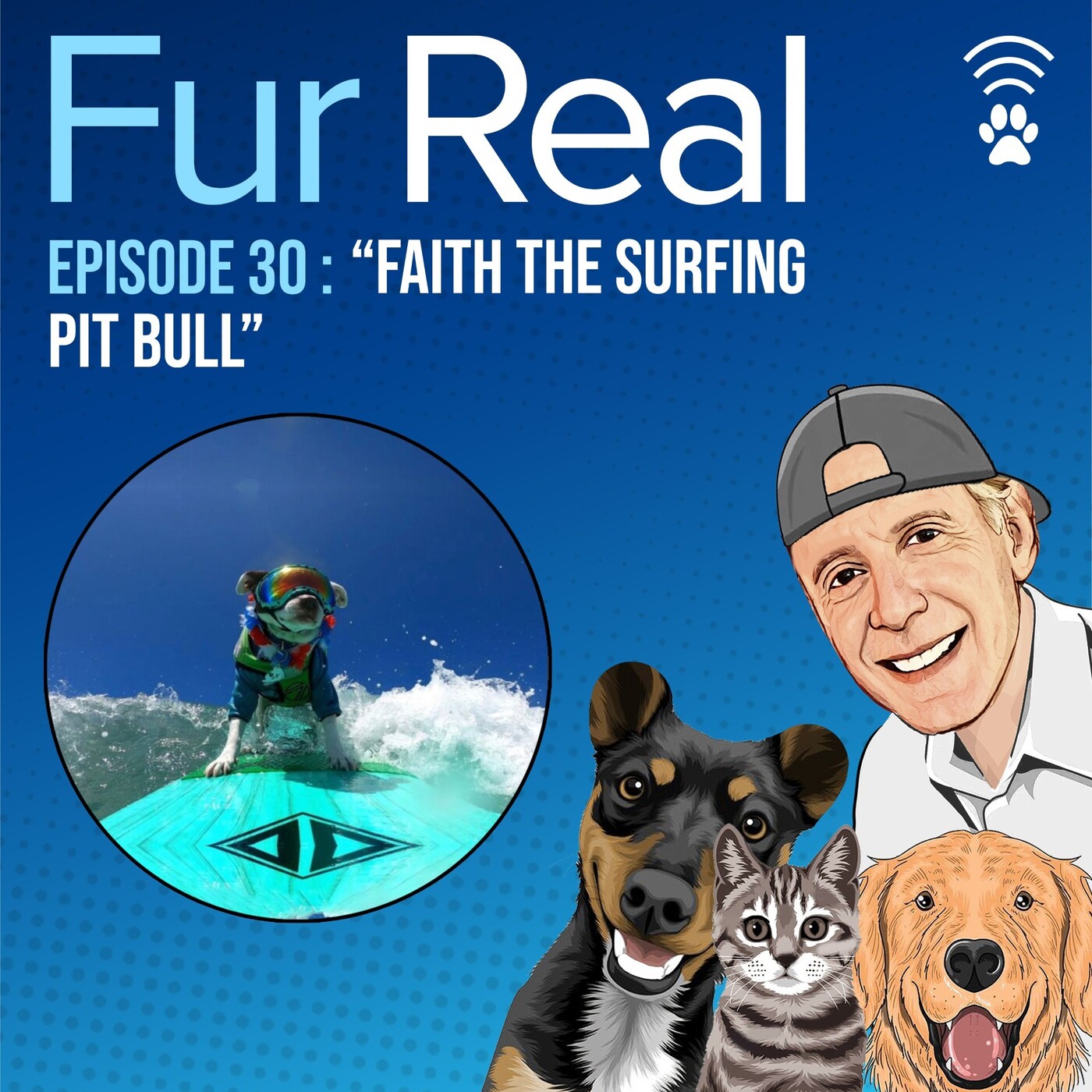 "FAITH THE SURFING PIT BULL!"