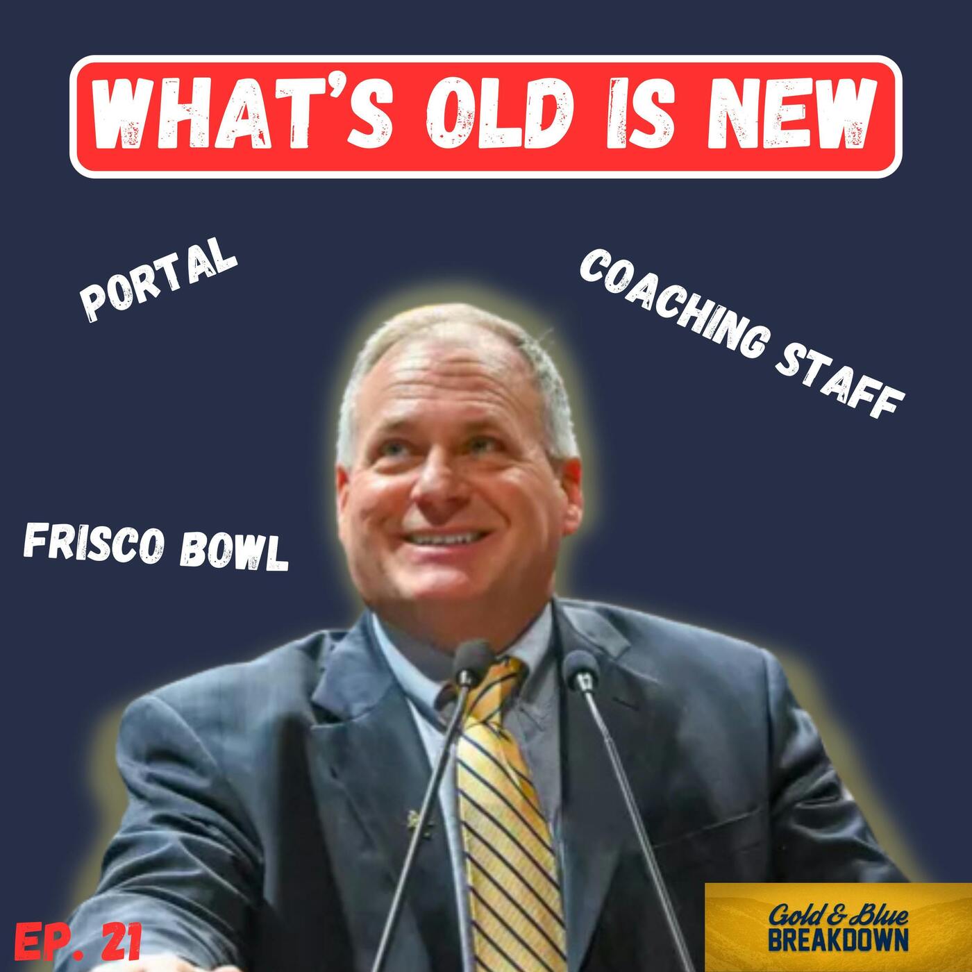 Ep. 21: Gold & Blue Breakdown | Frisco Bowl Recap, Transfer Portal Update, Rich Rod Coaching Staff & DC episode artwork
