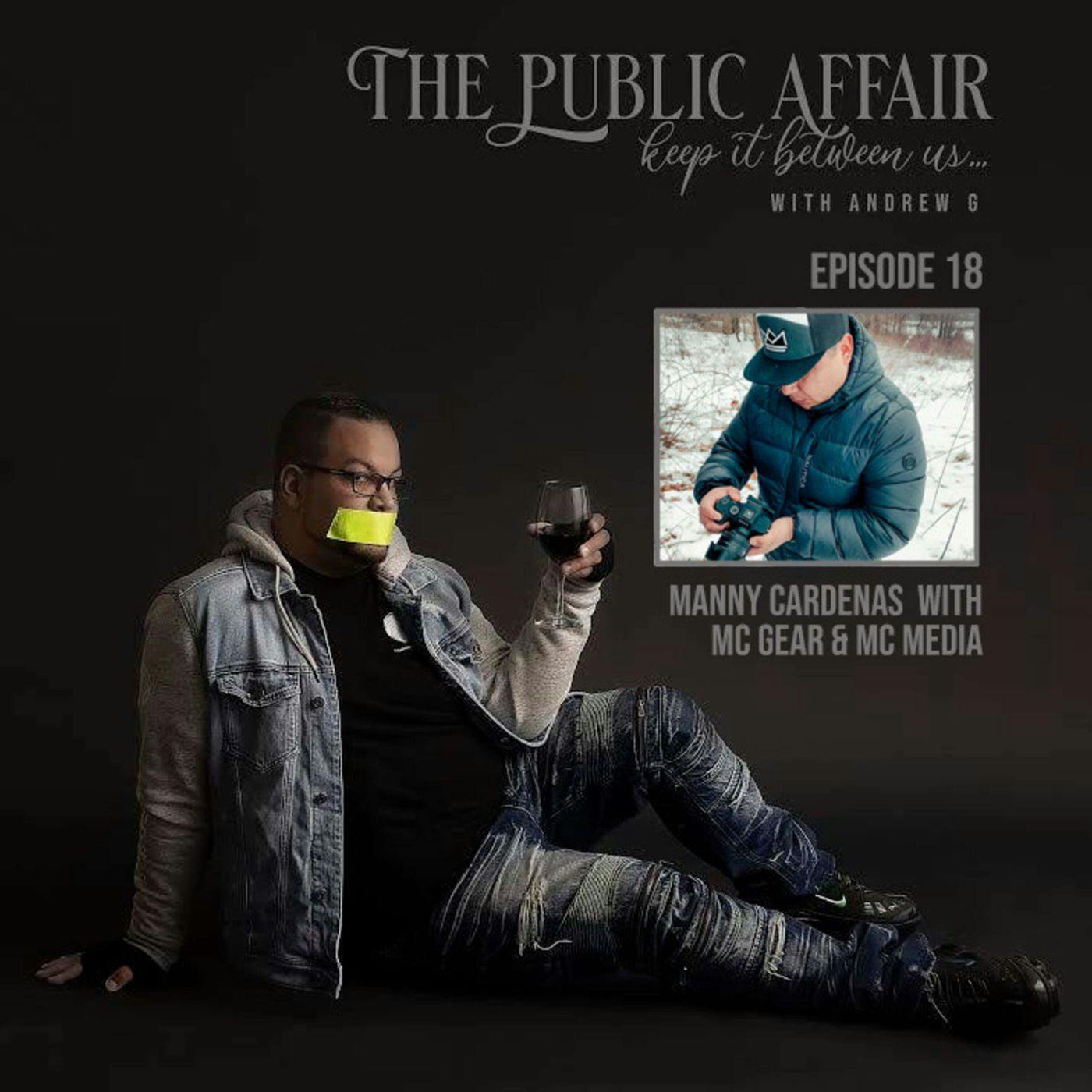 Manny Cardenas with MC Gear and MC Media episode artwork
