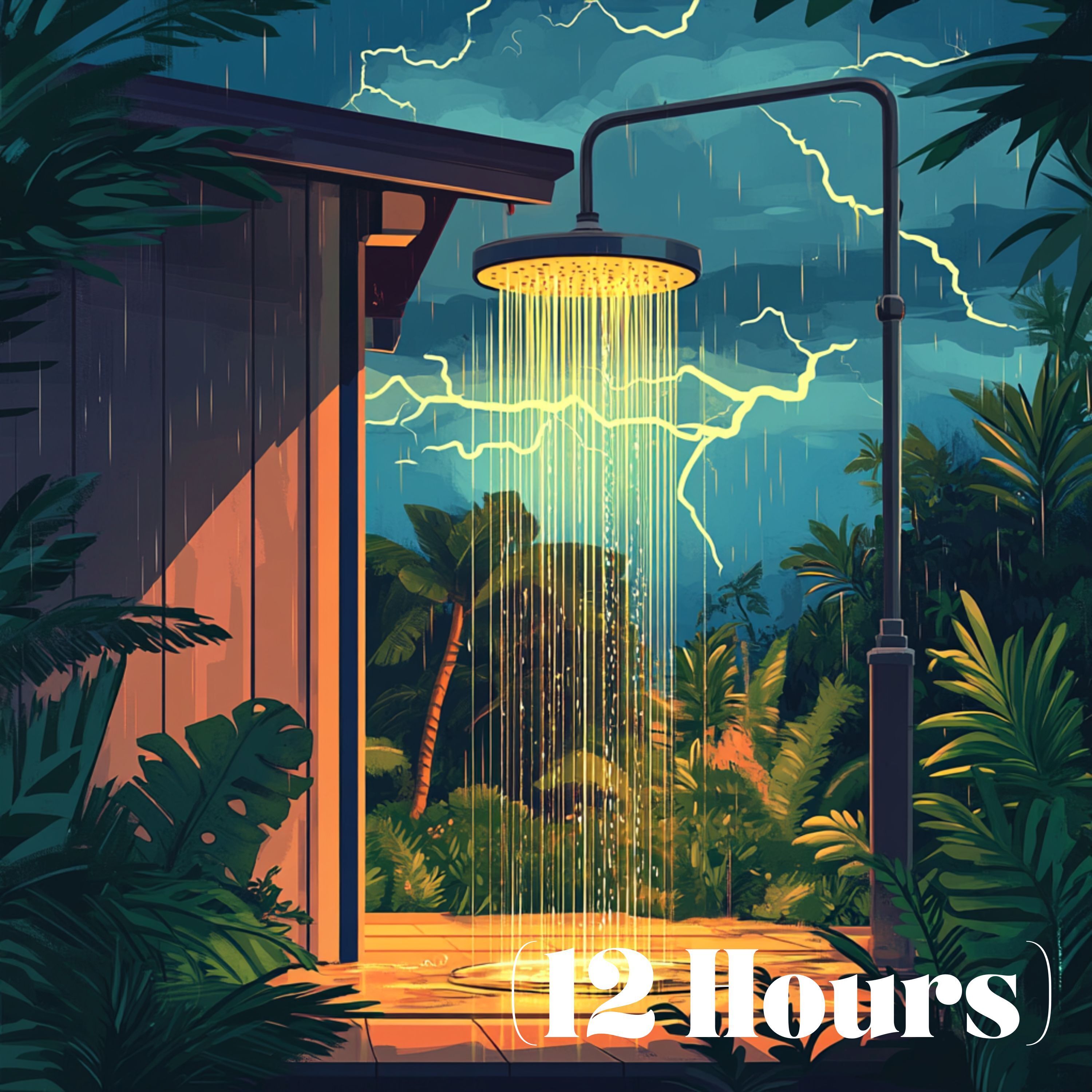 Outdoor Shower in Heavy Rain and Thunderstorm | Sleep Sound (12 Hours)
